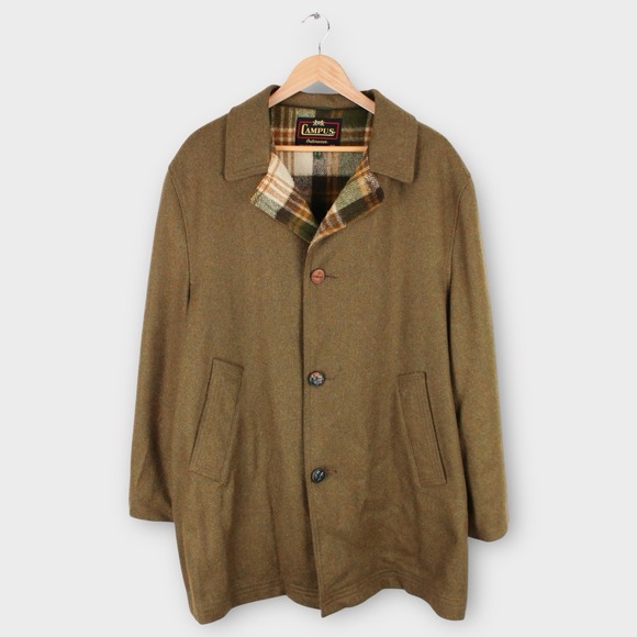 Campus Other - Vintage 60s Campus Outerwear Wool Coat Men's 44 Made in USA Plaid Lined Jacket